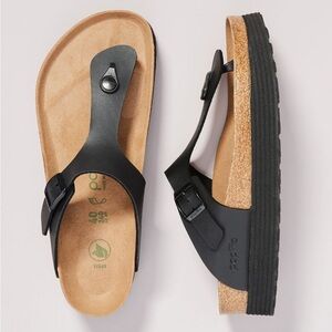 Papillio Birkenstock Sandals Womens 7 Gizeh Pap Flex Platform Black NWOT size 38